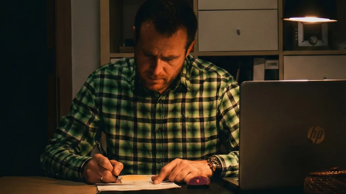 Radovan Vitek pracuje večer pri notebooku